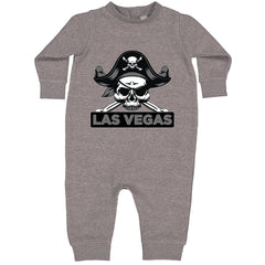 Raider Skull Straight Outta Las Vegas Toddler Hoodie And Infant Fleece Romper Heather Grey