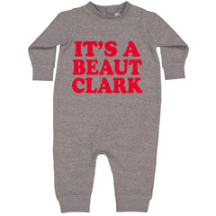 It's a Beaut Clark Festive Christmas graphic on Toddler Hoodie and Baby Fleece Onesie in Heather Grey