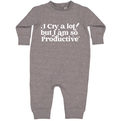 I Cry A Lot But I am So Productive TTPD Toddler Hoodie And Infant Fleece Romper Heather Grey