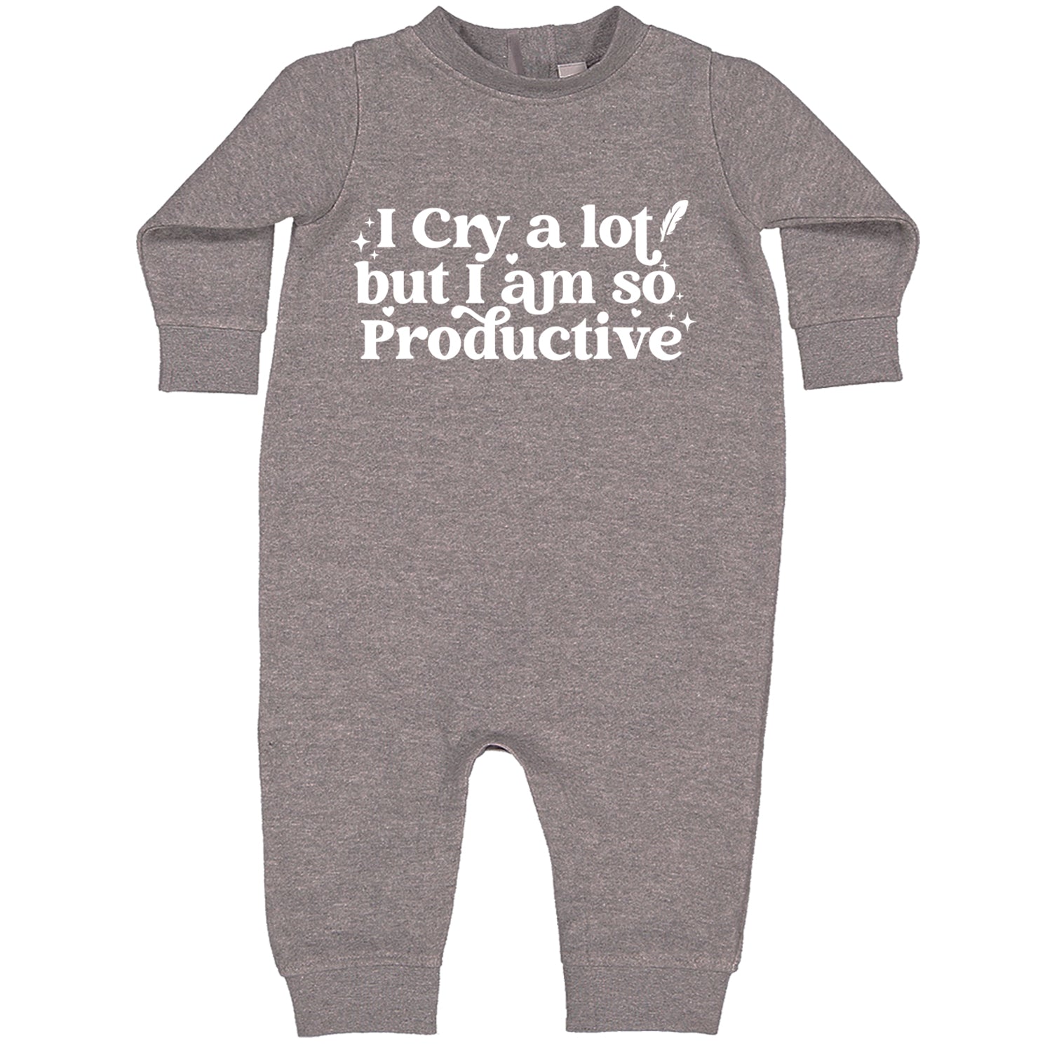 I Cry A Lot But I am So Productive TTPD Toddler Hoodie And Infant Fleece Romper Heather Grey