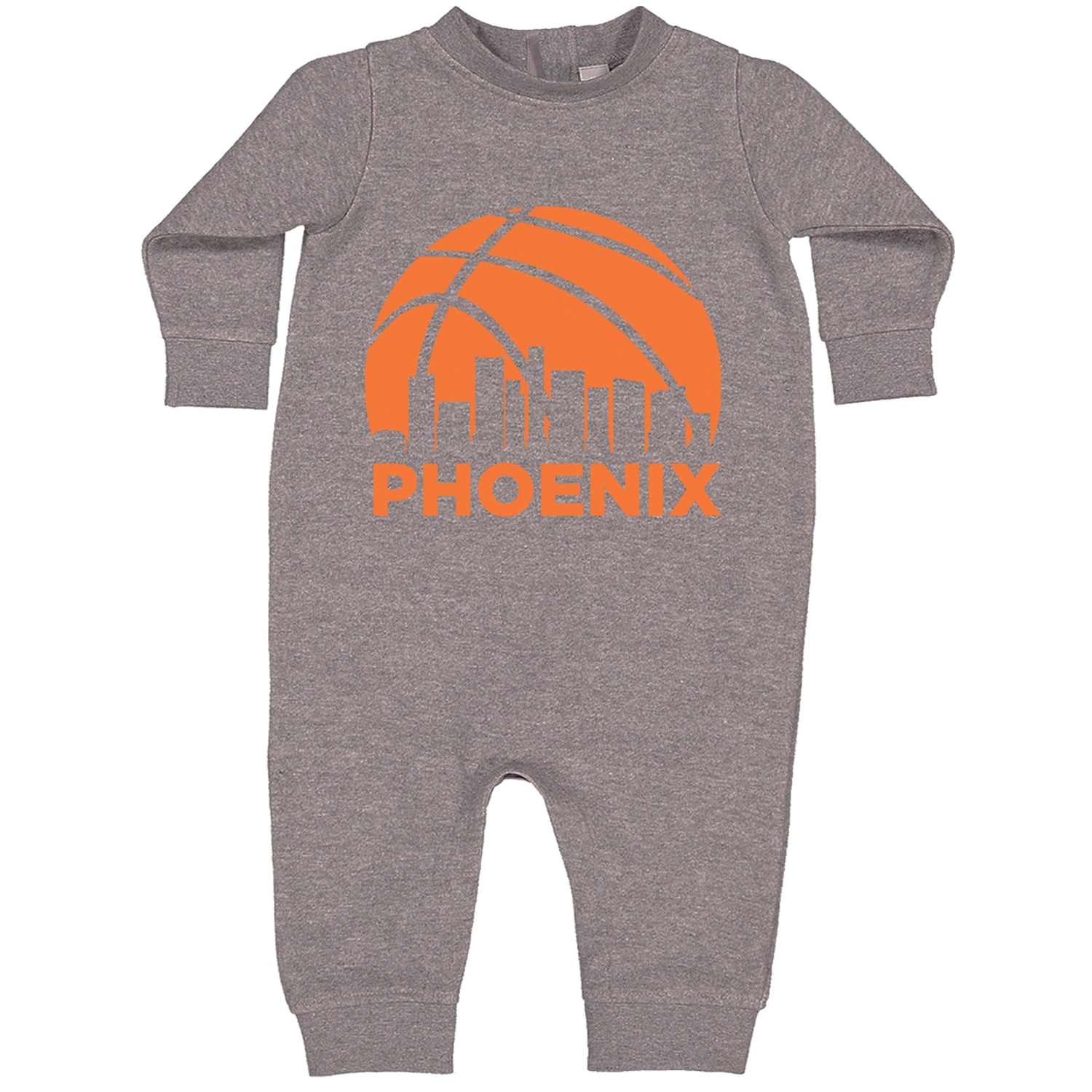 Phoenix Basketball Sunset City Skyline Toddler Hoodie And Infant Fleece Romper Heather Grey