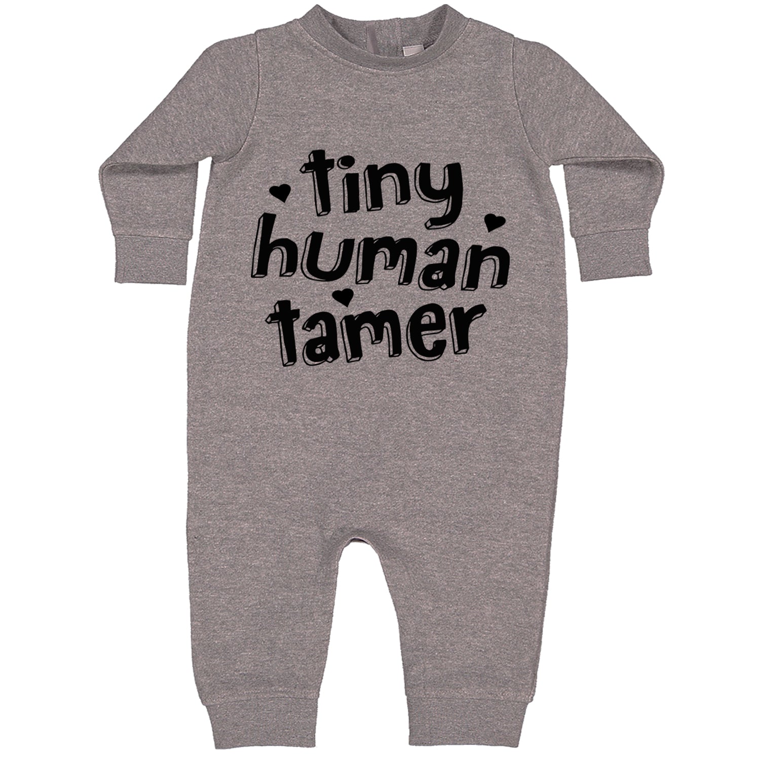 Tiny Human Tamer Teacher Toddler Hoodie And Infant Fleece Romper Heather Grey