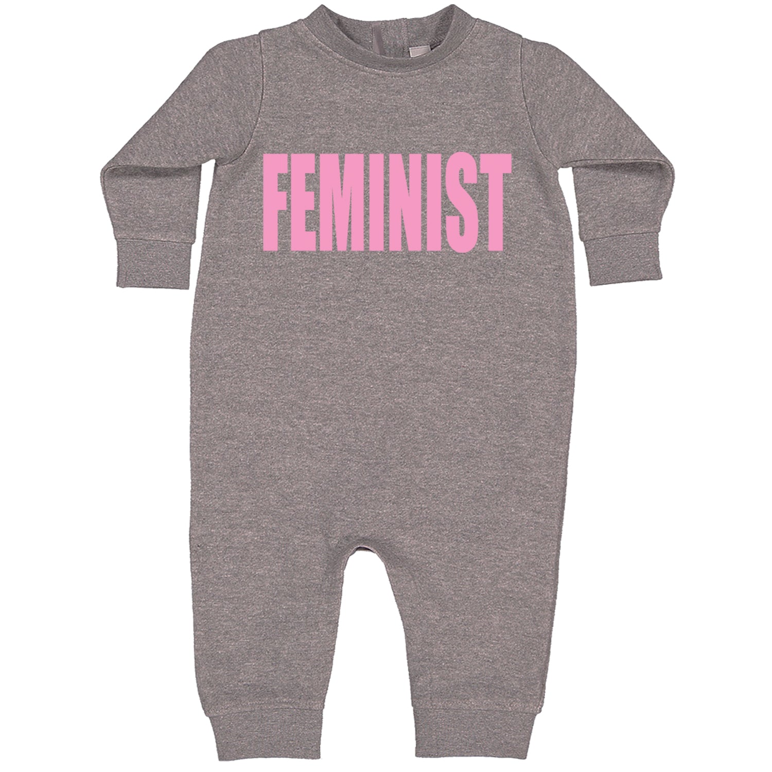 Feminist (Pink Print) Toddler Hoodie And Infant Fleece Romper Heather Grey