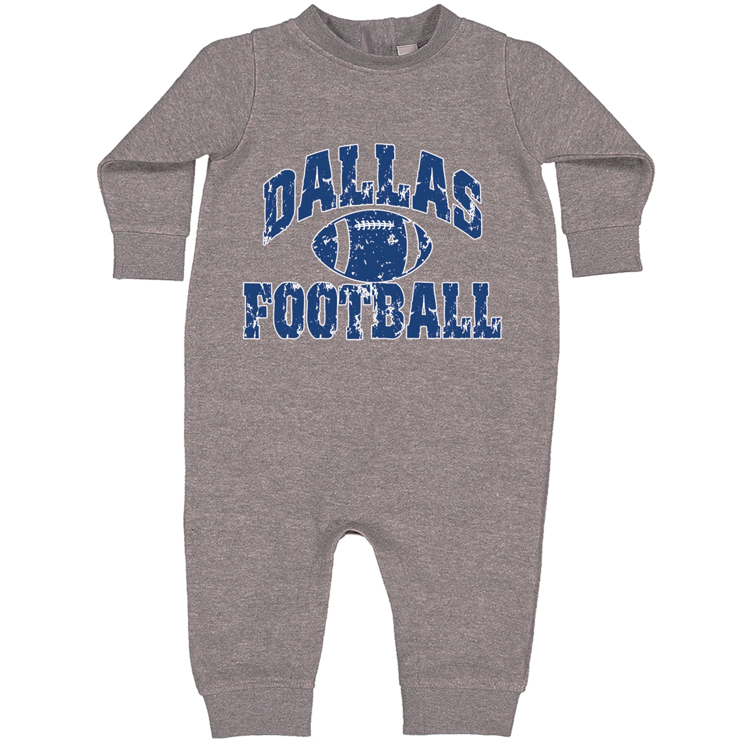 Dallas Distressed Football Toddler Hoodie And Infant Fleece Romper Heather Grey