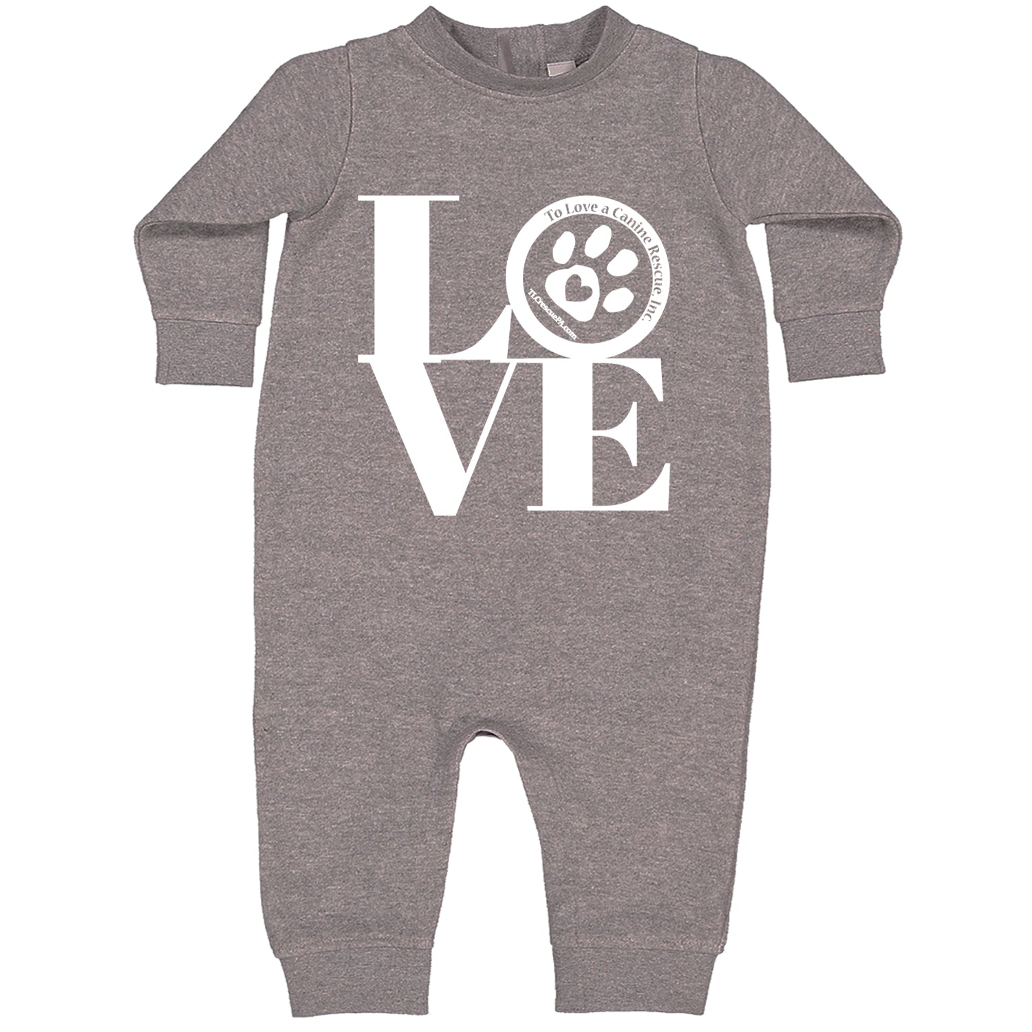 TLC LOVE Dog Rescue Toddler Hoodie And Infant Fleece Romper Heather Grey