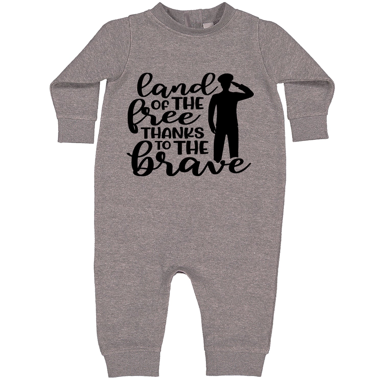 Land Of The Free Thanks To The Brave Veterans Toddler Hoodie And Infant Fleece Romper Heather Grey