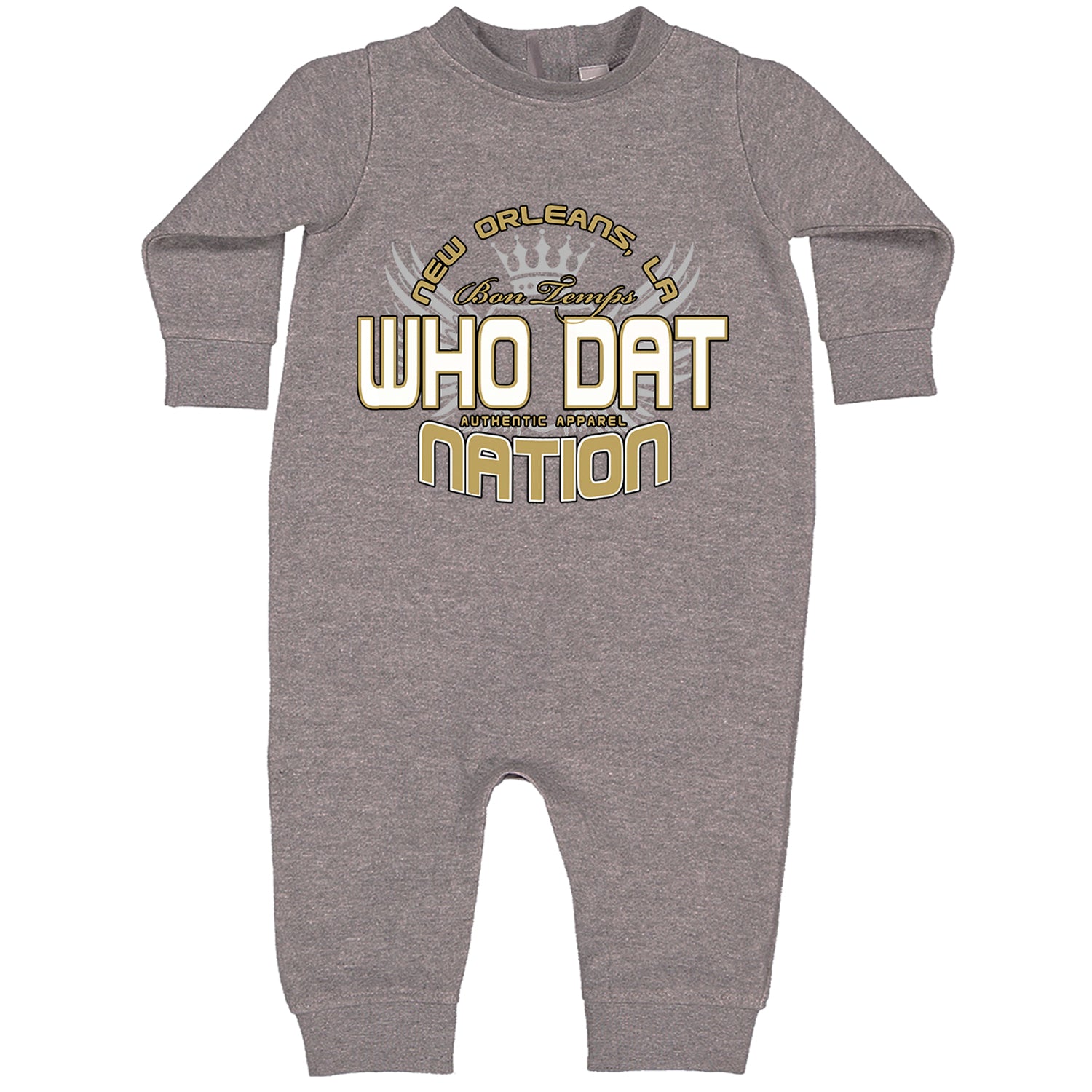 Who Dat Nation New Orleans (Color) Toddler Hoodie And Infant Fleece Romper Heather Grey