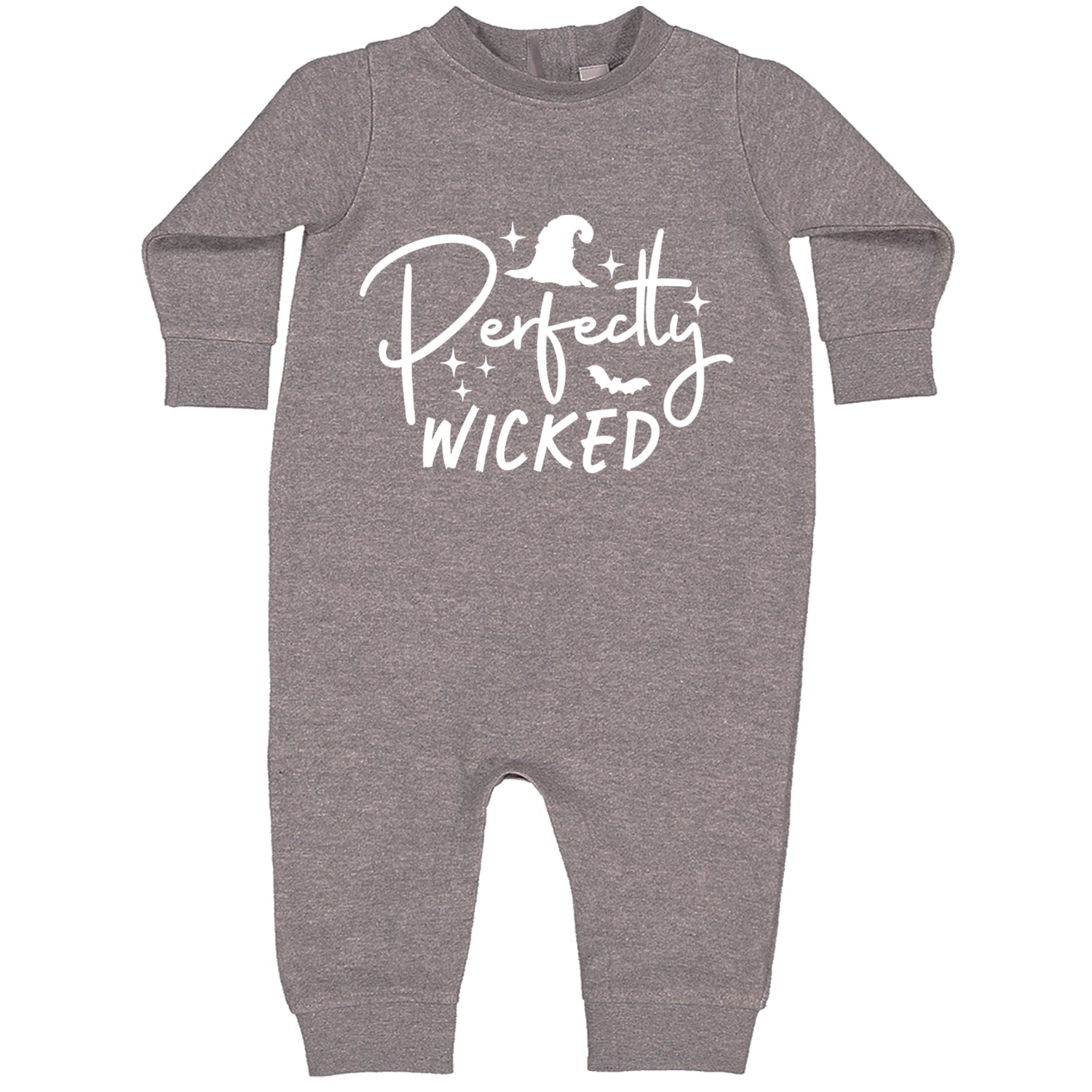 Perfectly Wicked Witchy Halloween Toddler Hoodie And Infant Fleece Romper Heather Grey