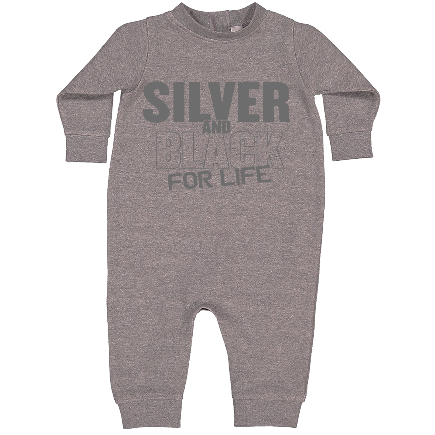 Silver And Black For Life Football Fan Toddler Hoodie And Infant Fleece Romper Heather Grey