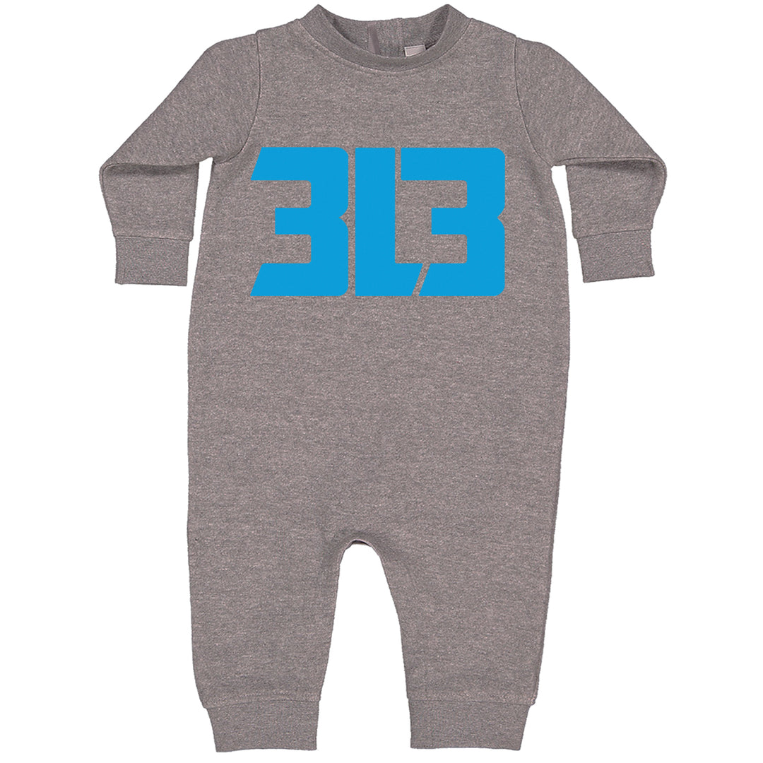 3L3 From The 313 Detroit Football Toddler Hoodie And Infant Fleece Romper Heather Grey