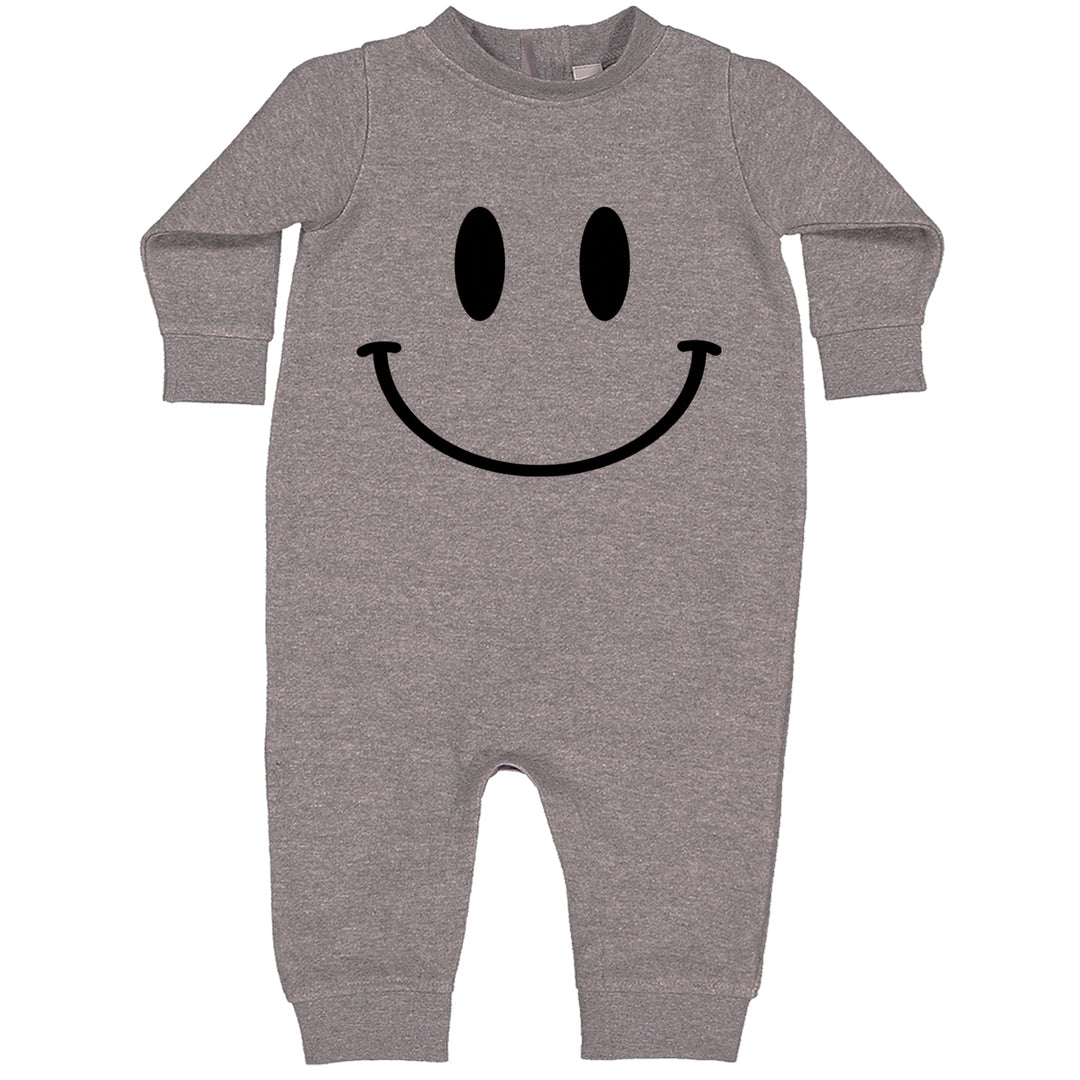 Smile Face graphic on Toddler Hoodie and Baby Fleece Onesie in Heather Grey