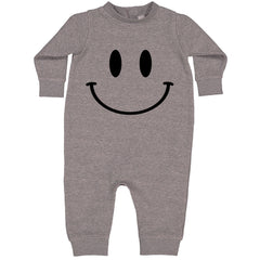 Smile Face graphic on Toddler Hoodie and Baby Fleece Onesie in Heather Grey