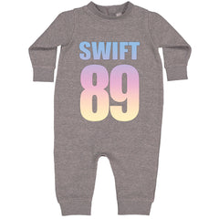 Lover Era Swift 89 Birth Year Music Fan TTPD Toddler Hoodie And Infant Fleece Romper Heather Grey