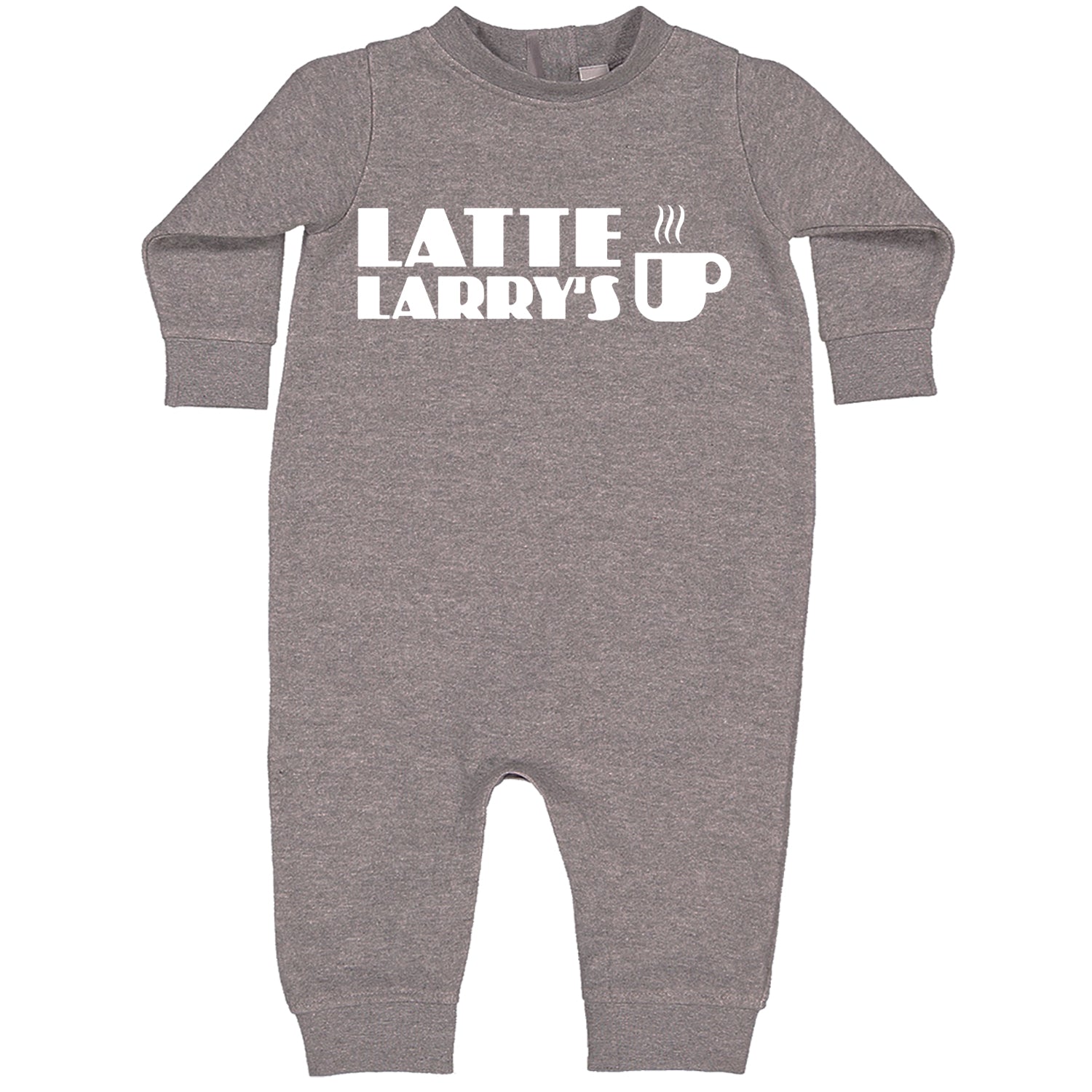 Latte Larry's Enthusiastic Coffee Toddler Hoodie And Infant Fleece Romper Heather Grey