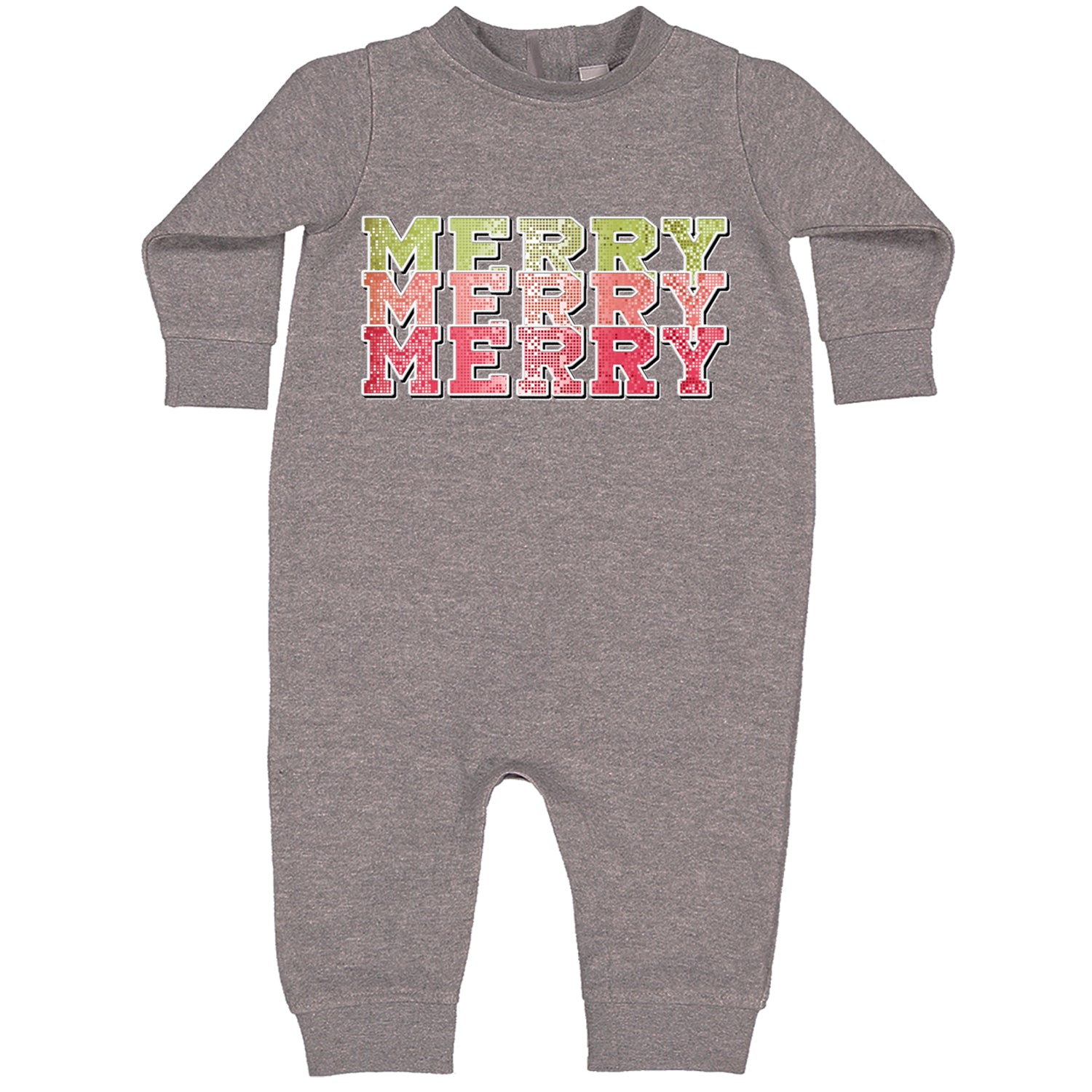 Merry Merry Merry Faux Sequins Toddler Hoodie And Infant Fleece Romper Heather Grey