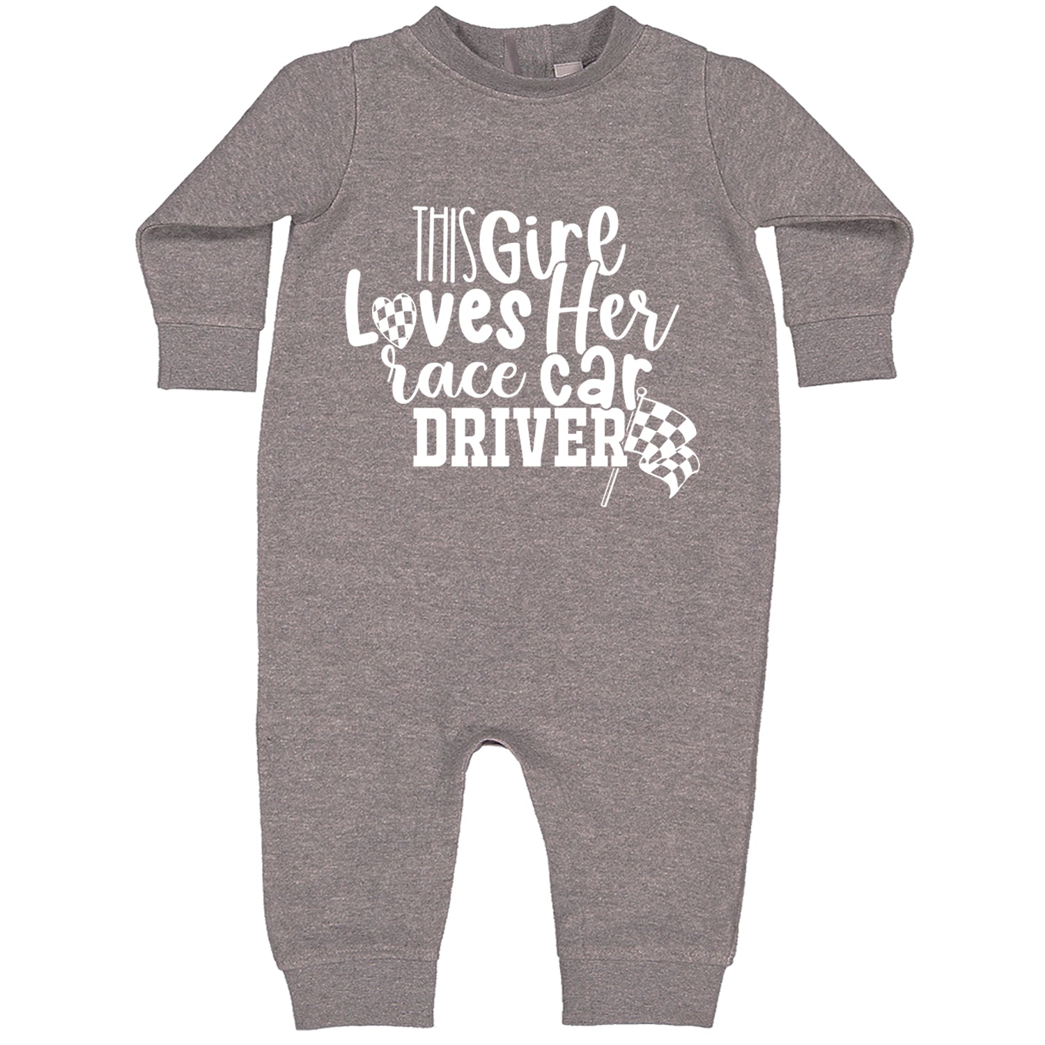 This Girl Loves Her Racecar Driver Toddler Hoodie And Infant Fleece Romper Heather Grey