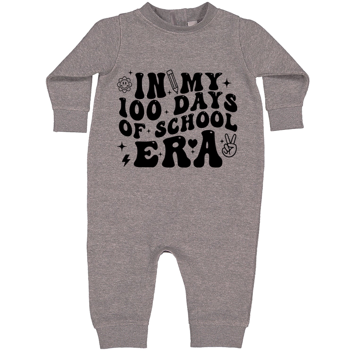 In My 100 Days Of School Era Toddler Hoodie And Infant Fleece Romper Heather Grey