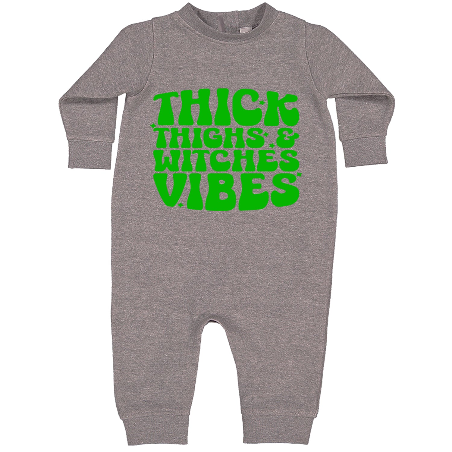 Thick Thighs And Witches Vibes Toddler Hoodie And Infant Fleece Romper Heather Grey