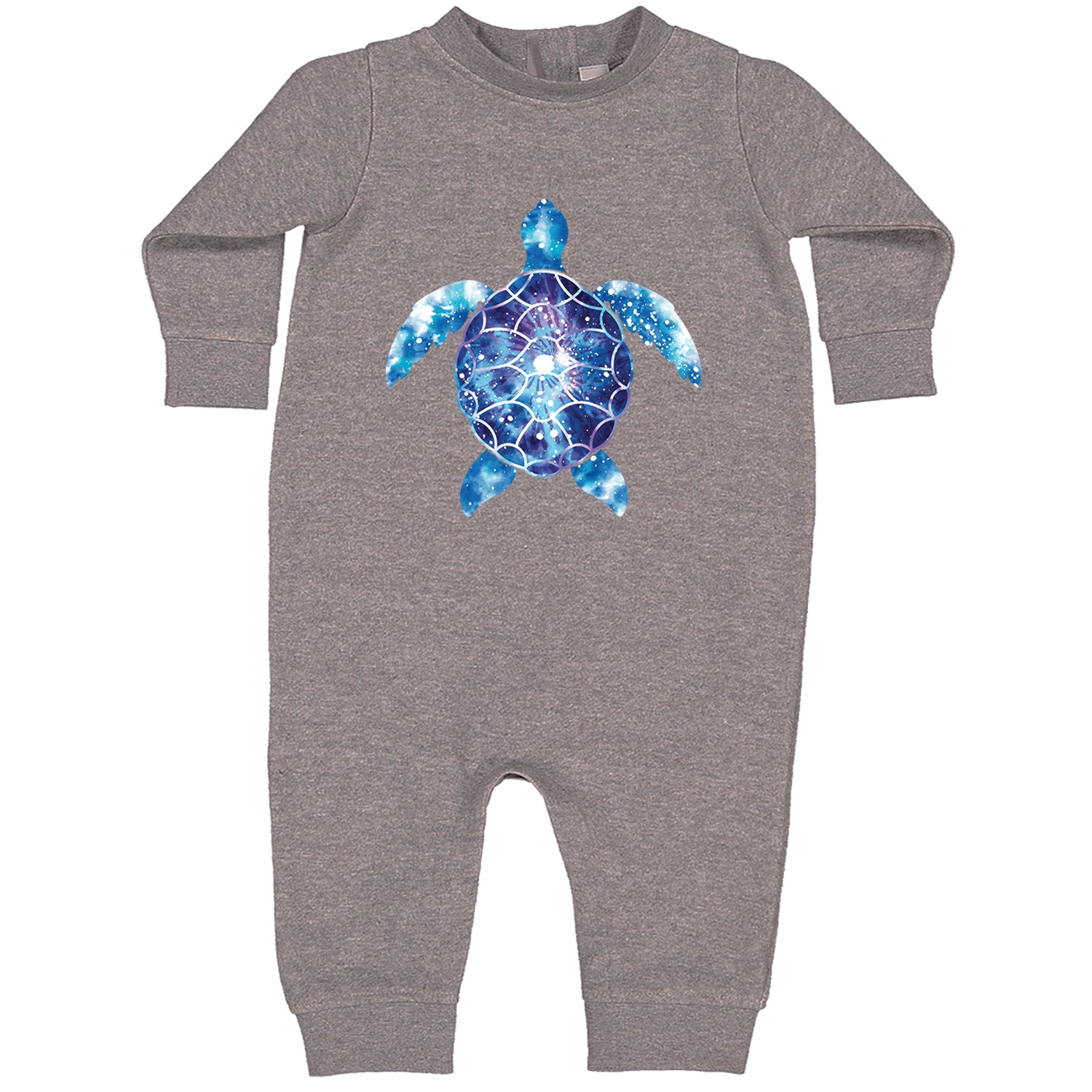 Ocean Aura Tie-Dye Sea Turtle Toddler Hoodie And Infant Fleece Romper Heather Grey