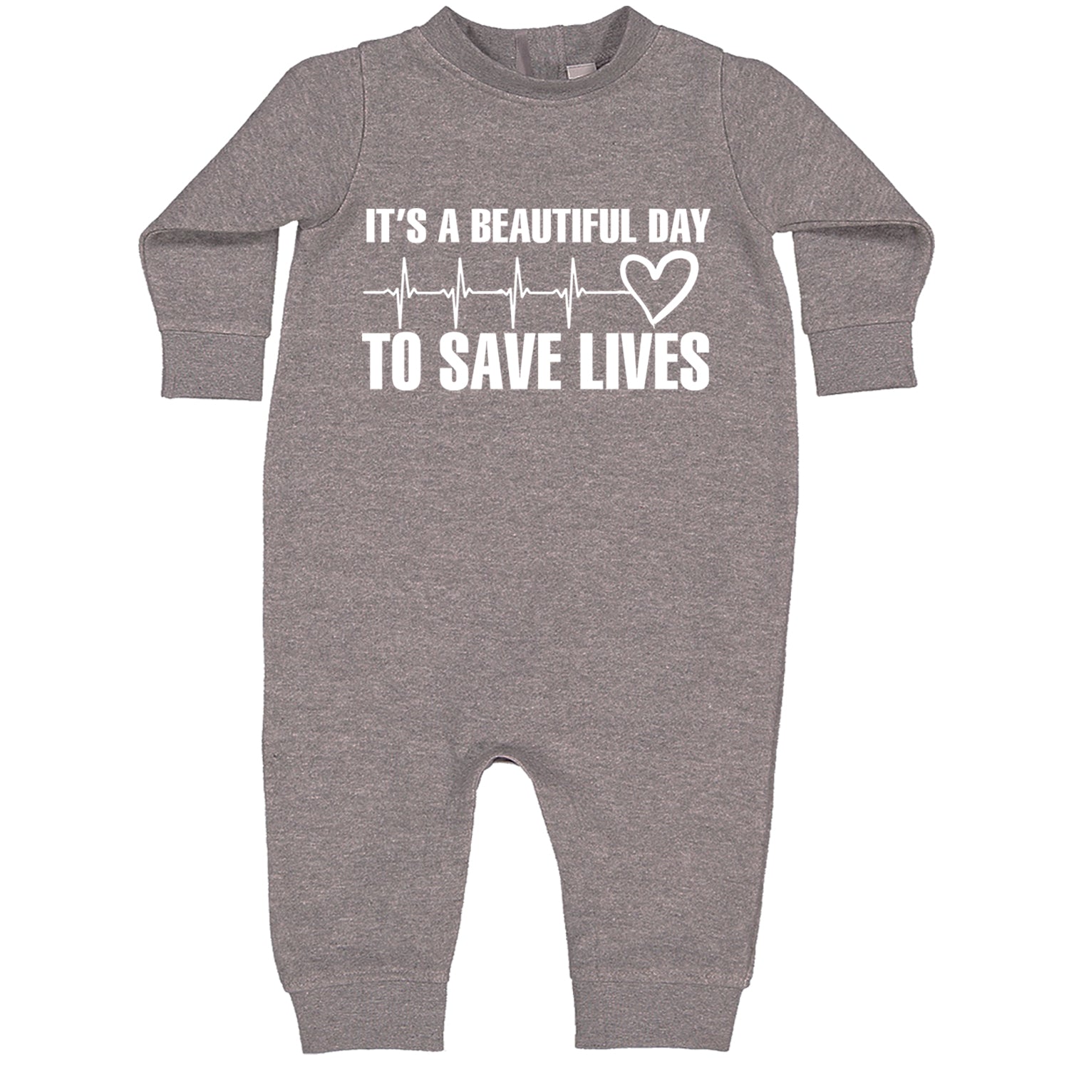 It's A Beautiful Day To Save Lives Nurse Doctor EKG Toddler Hoodie And Infant Fleece Romper Heather Grey