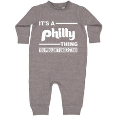 It's A Philly Thing, You Wouldn't Understand Toddler Hoodie And Infant Fleece Romper Heather Grey