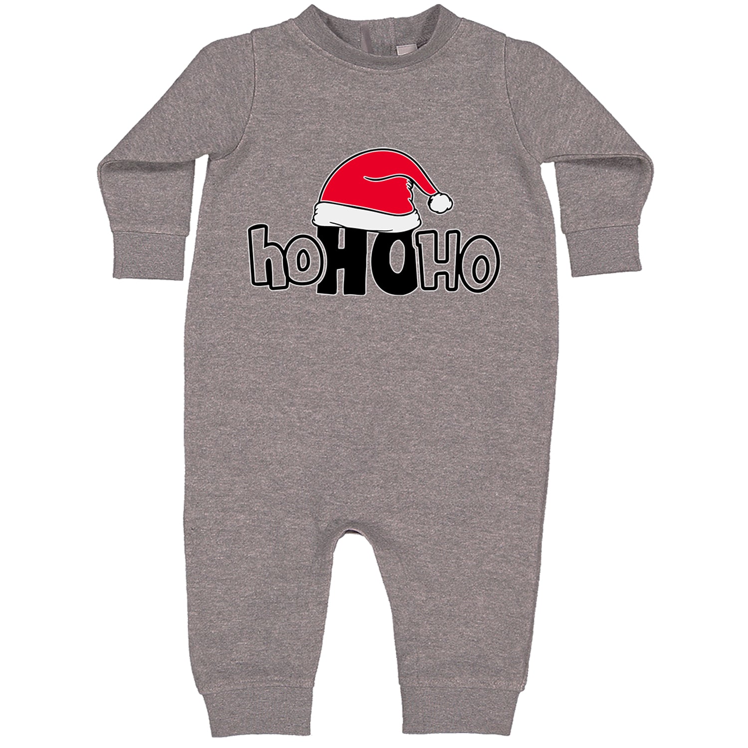 Ho Ho Ho Santa Christmas Hat Toddler Hoodie And Infant Fleece Romper Heather Grey