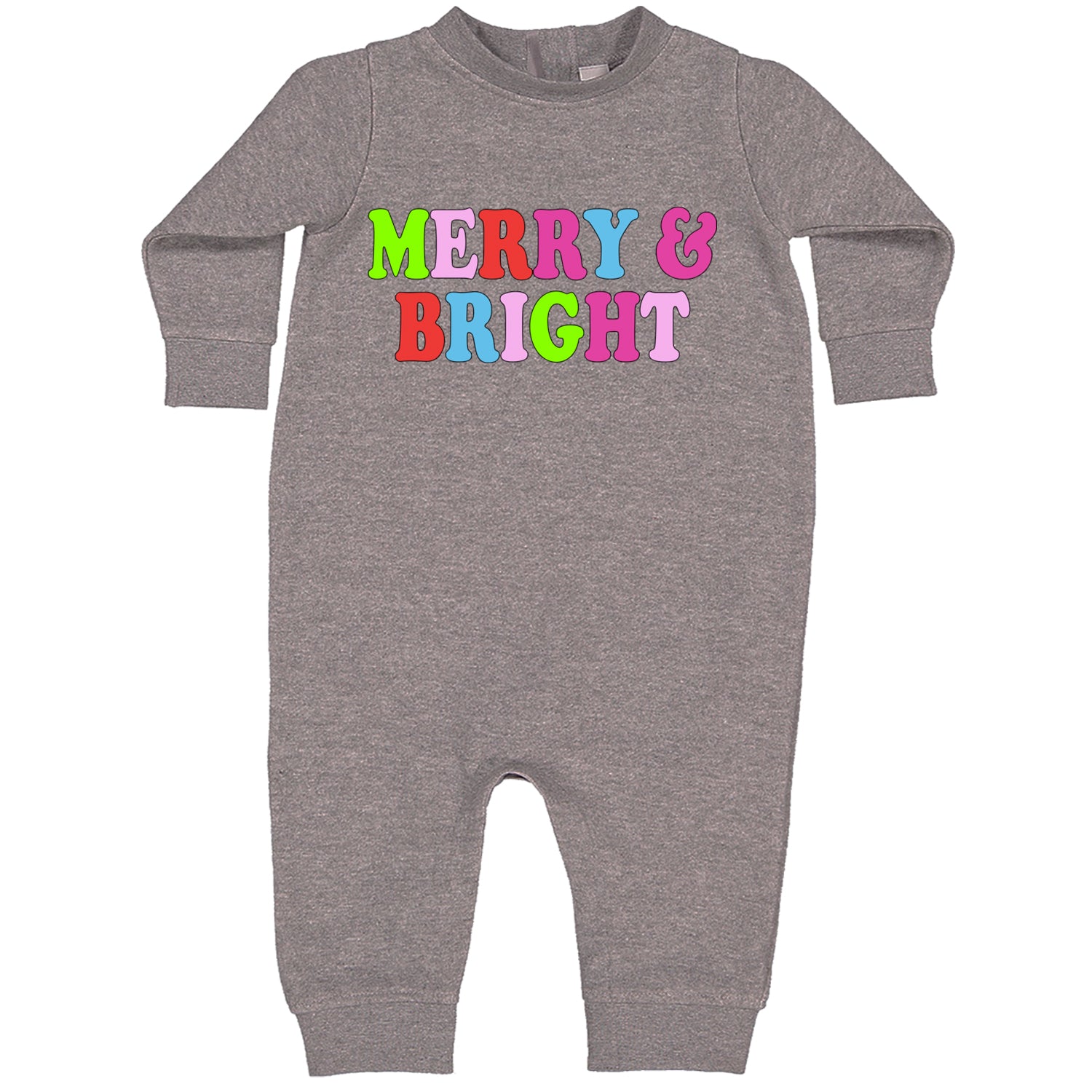 Merry and Bright Festive Christmas Holiday Toddler Hoodie And Infant Fleece Romper Heather Grey