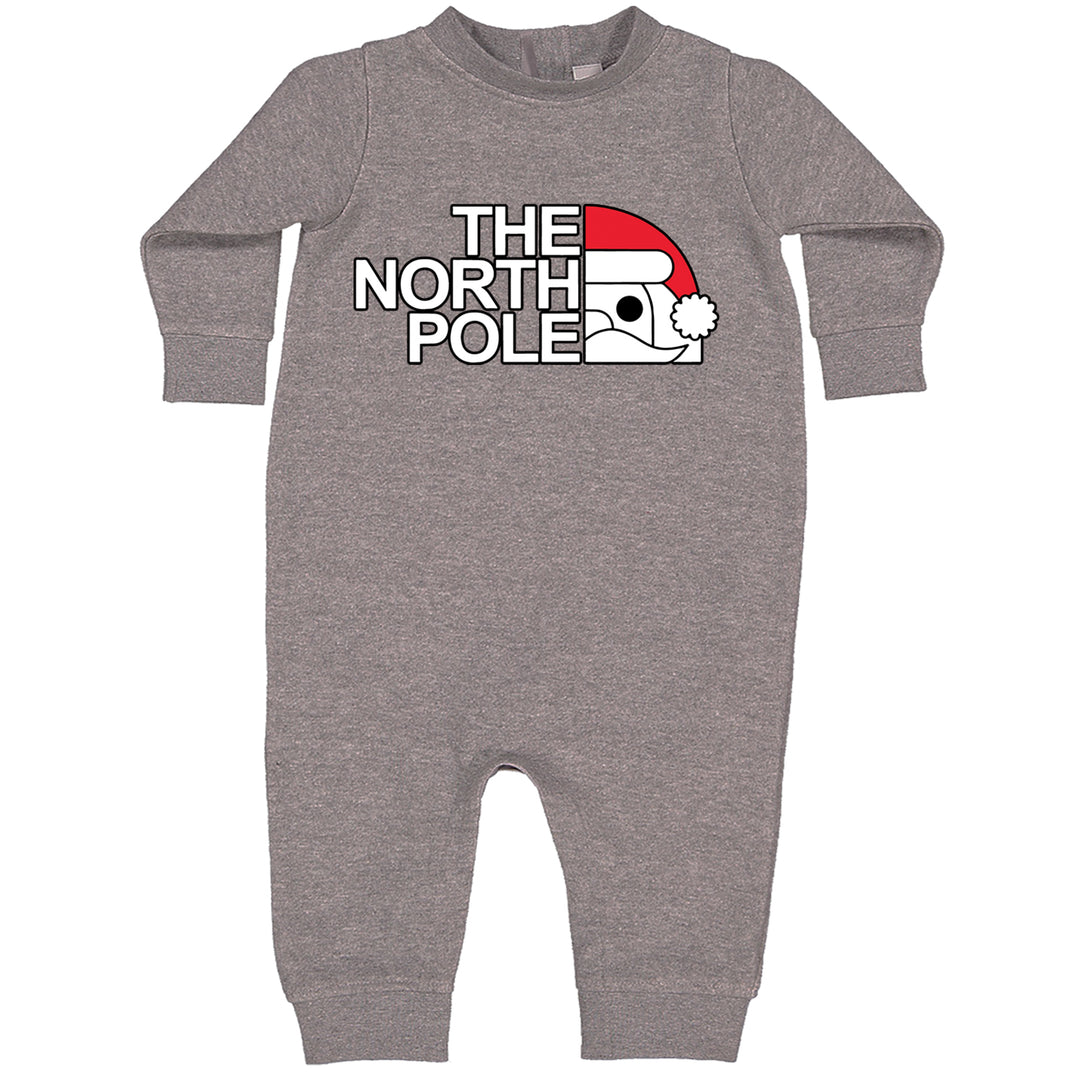 The North Pole Santa Face graphic on Toddler Hoodie and Baby Fleece Onesie in Heather Grey alternate view 2