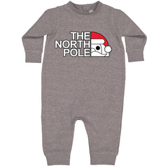 The North Pole Santa Face graphic on Toddler Hoodie and Baby Fleece Onesie in Heather Grey alternate view 2