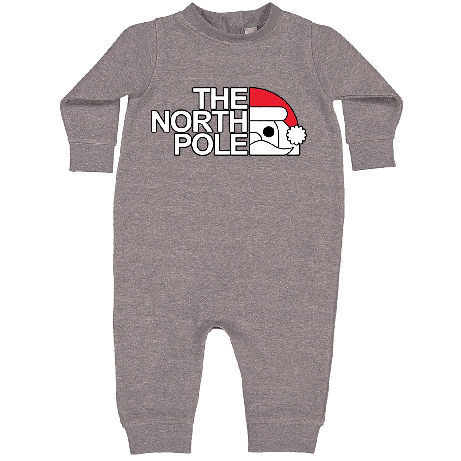 The North Pole Santa Face Toddler Hoodie And Infant Fleece Romper Heather Grey