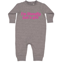 I'm Literally Just A Girl graphic on Toddler Hoodie and Baby Fleece Onesie in Heather Grey alternate view 2