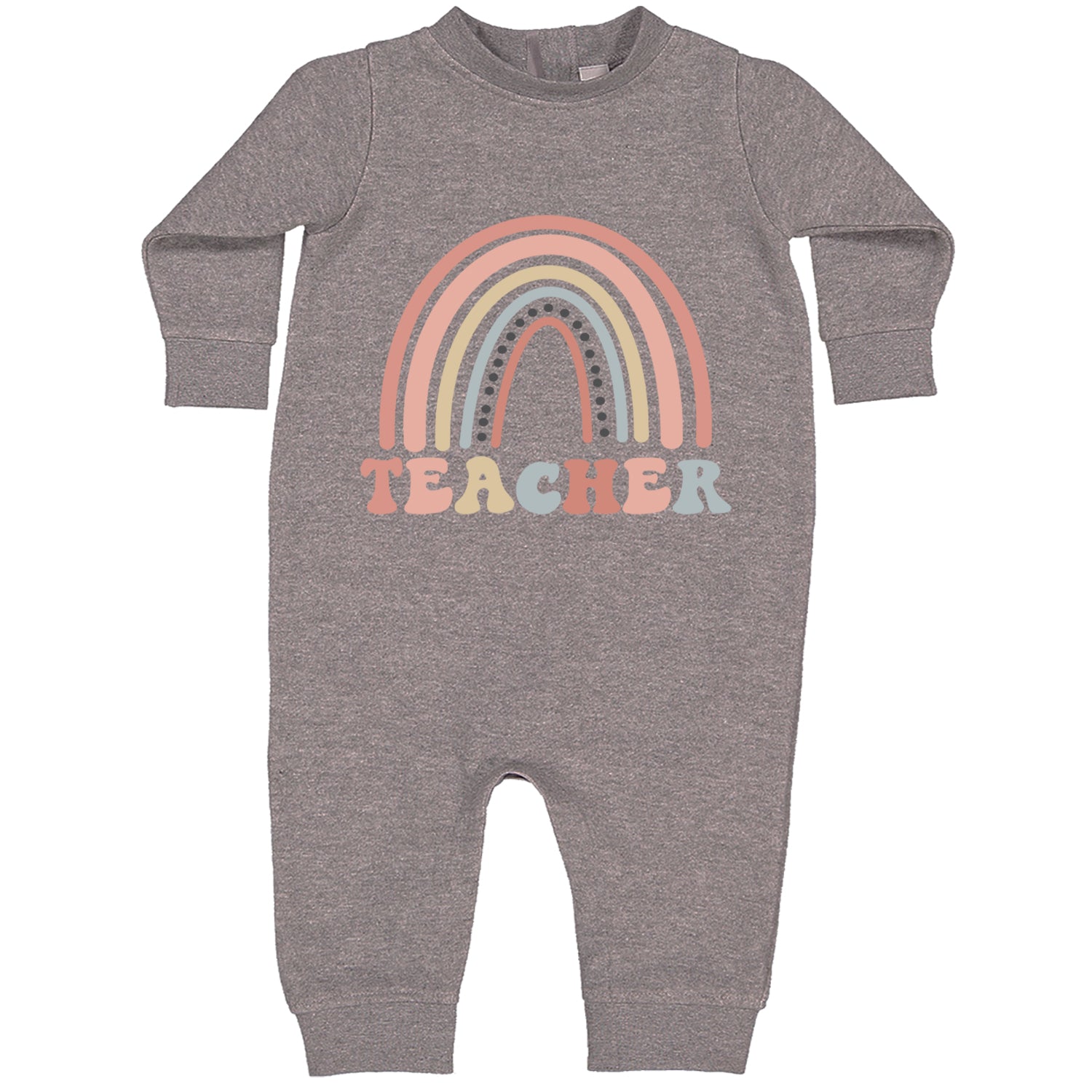 Teacher Pastel Rainbow Toddler Hoodie And Infant Fleece Romper Heather Grey