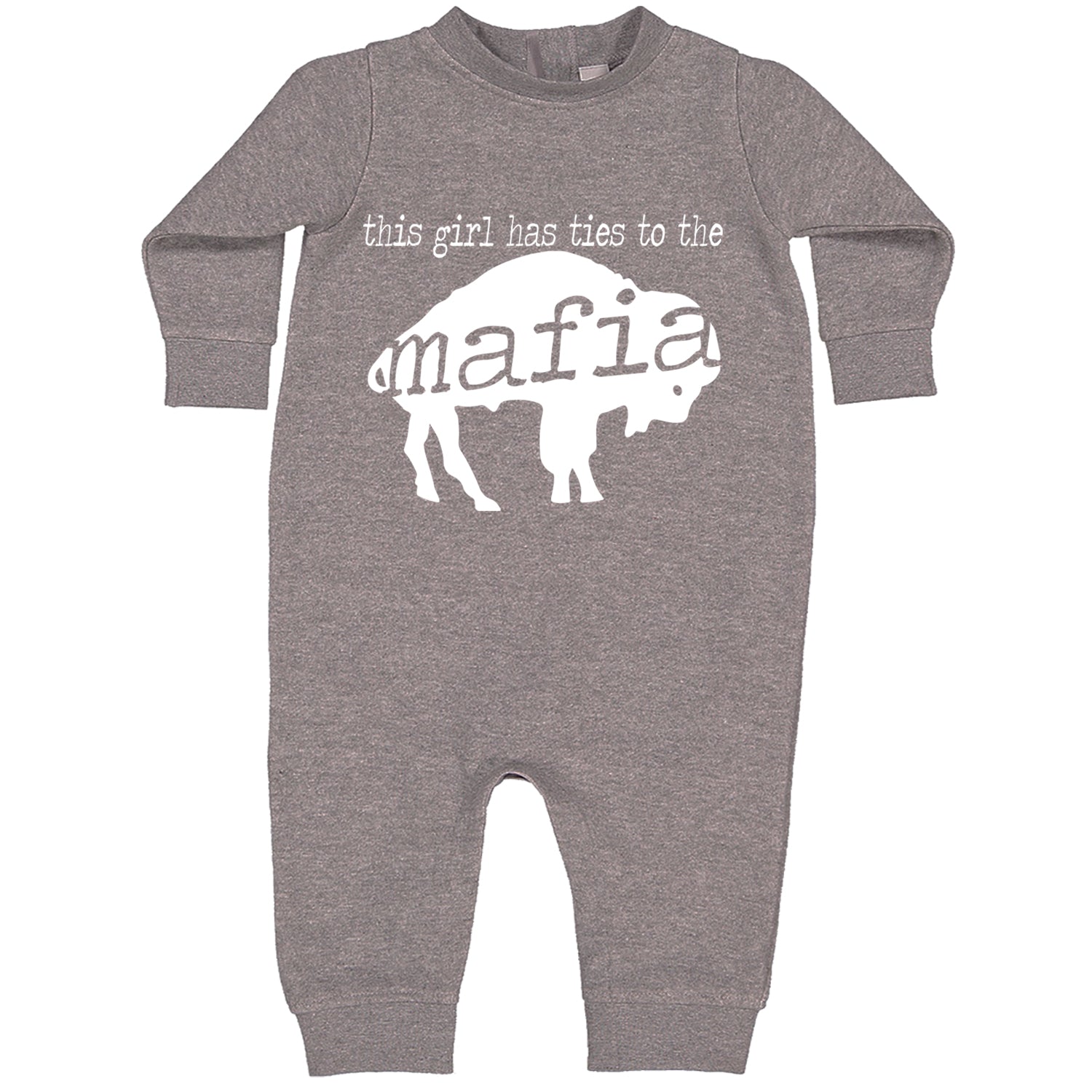 This Girl Has Ties To The Bills Mafia Toddler Hoodie And Infant Fleece Romper Heather Grey