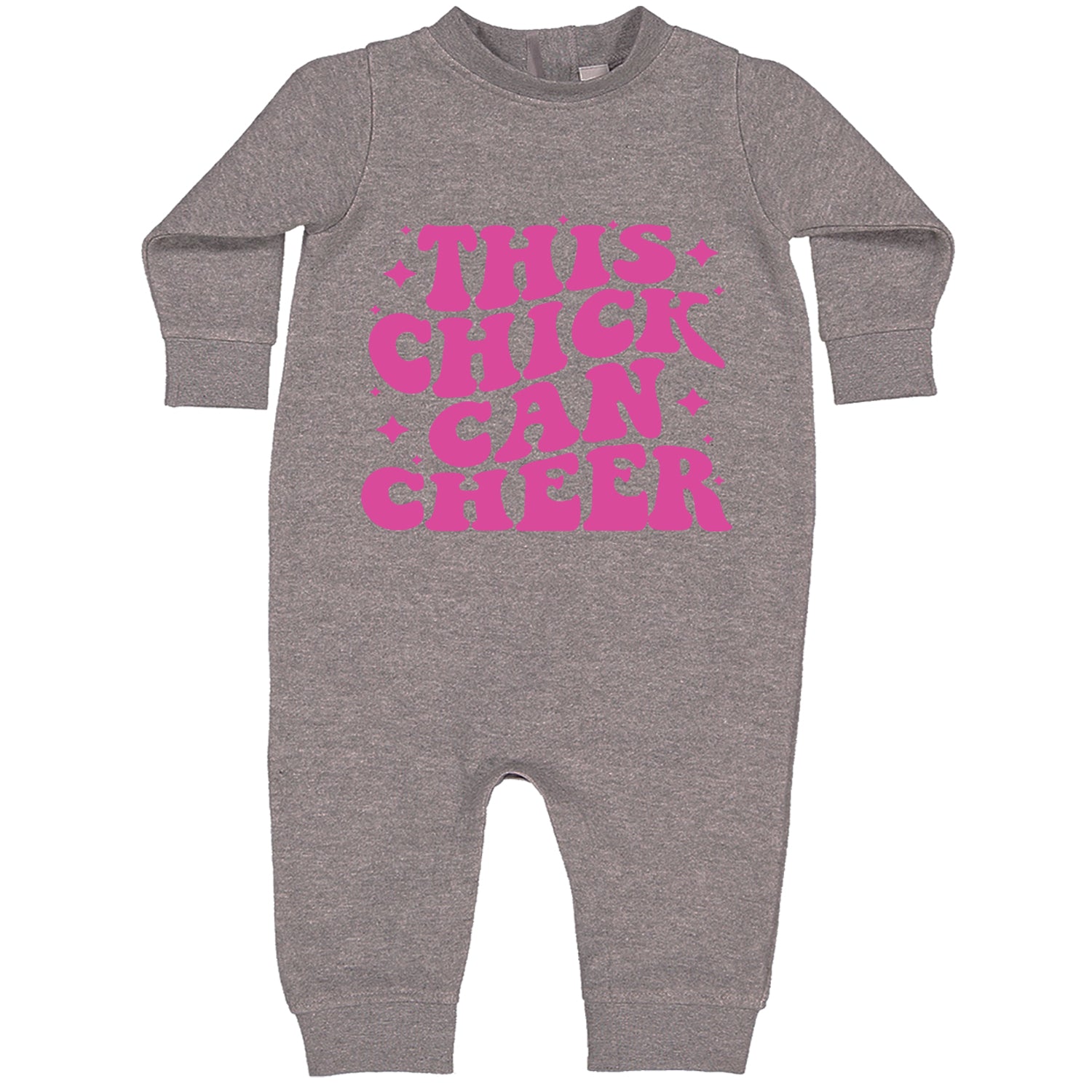 This Chick Can Cheer Toddler Hoodie And Infant Fleece Romper Heather Grey