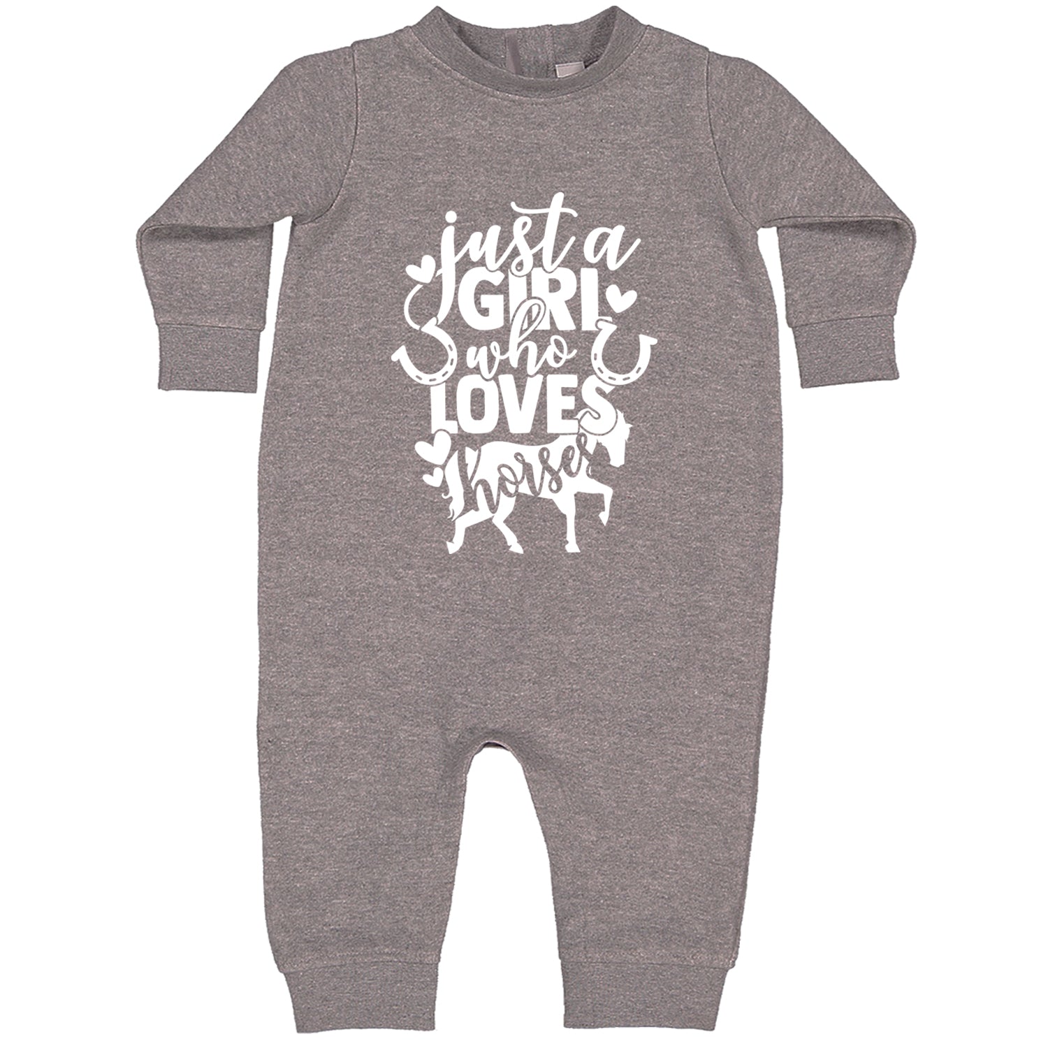 Just A Girl Who Loves Horses Toddler Hoodie And Infant Fleece Romper Heather Grey