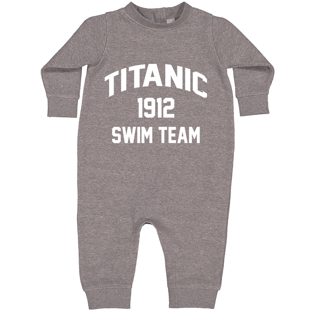 Titanic Swim Team 1912 Funny Cruise Toddler Hoodie And Infant Fleece Romper Heather Grey