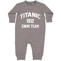 Titanic Swim Team 1912 Funny Cruise Toddler Hoodie And Infant Fleece Romper Heather Grey