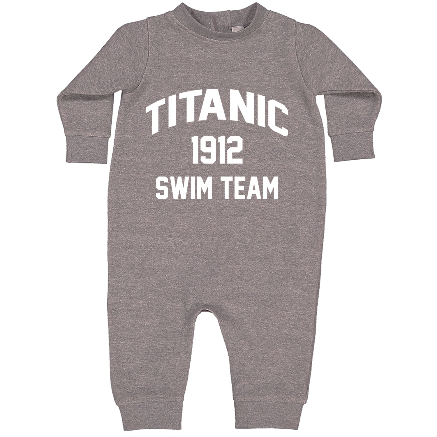 Titanic Swim Team 1912 Funny Cruise Toddler Hoodie And Infant Fleece Romper Heather Grey