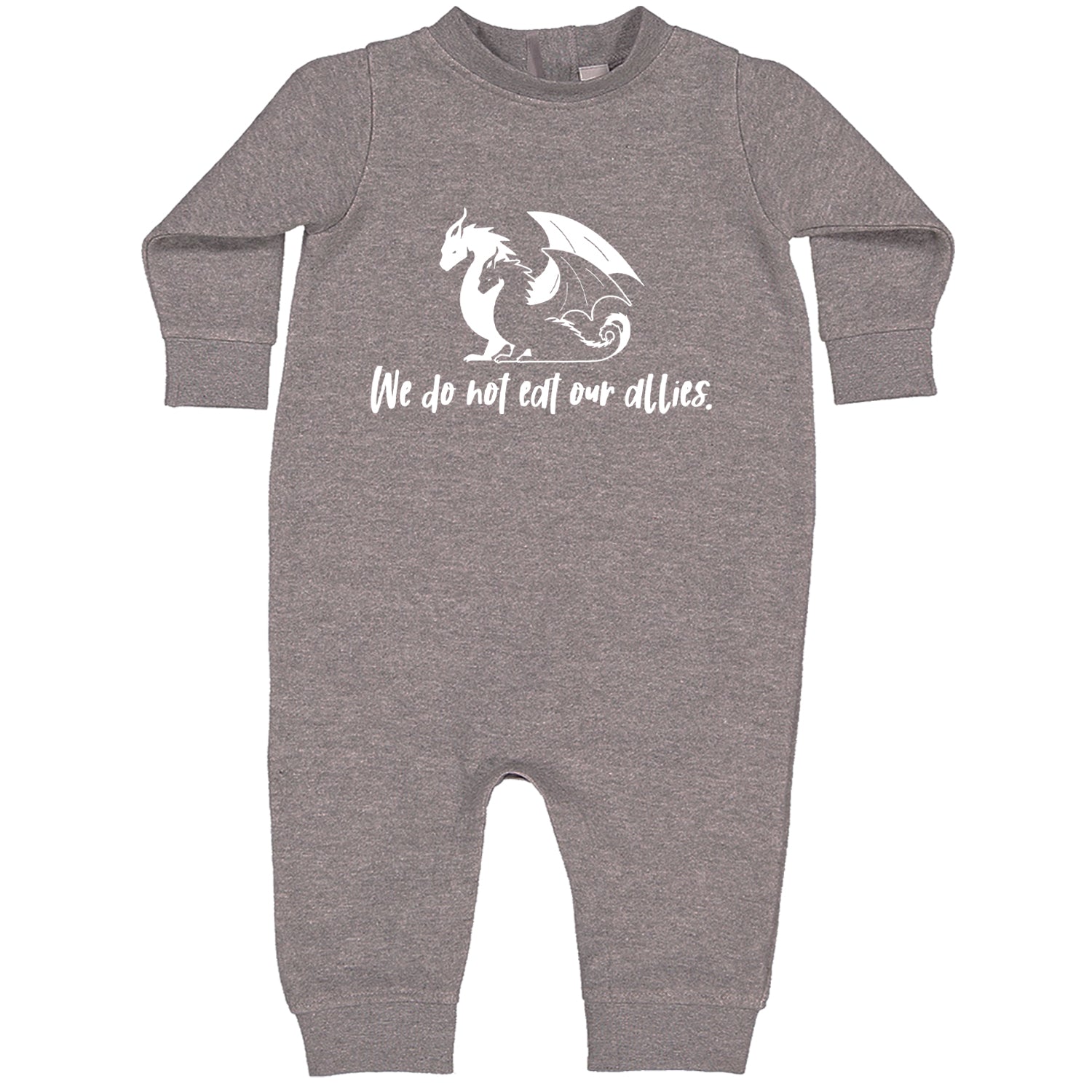 We Do Not Eat Our Allies Fourth Wing Basgiath Toddler Hoodie Or Infant Fleece Romper Heather Grey