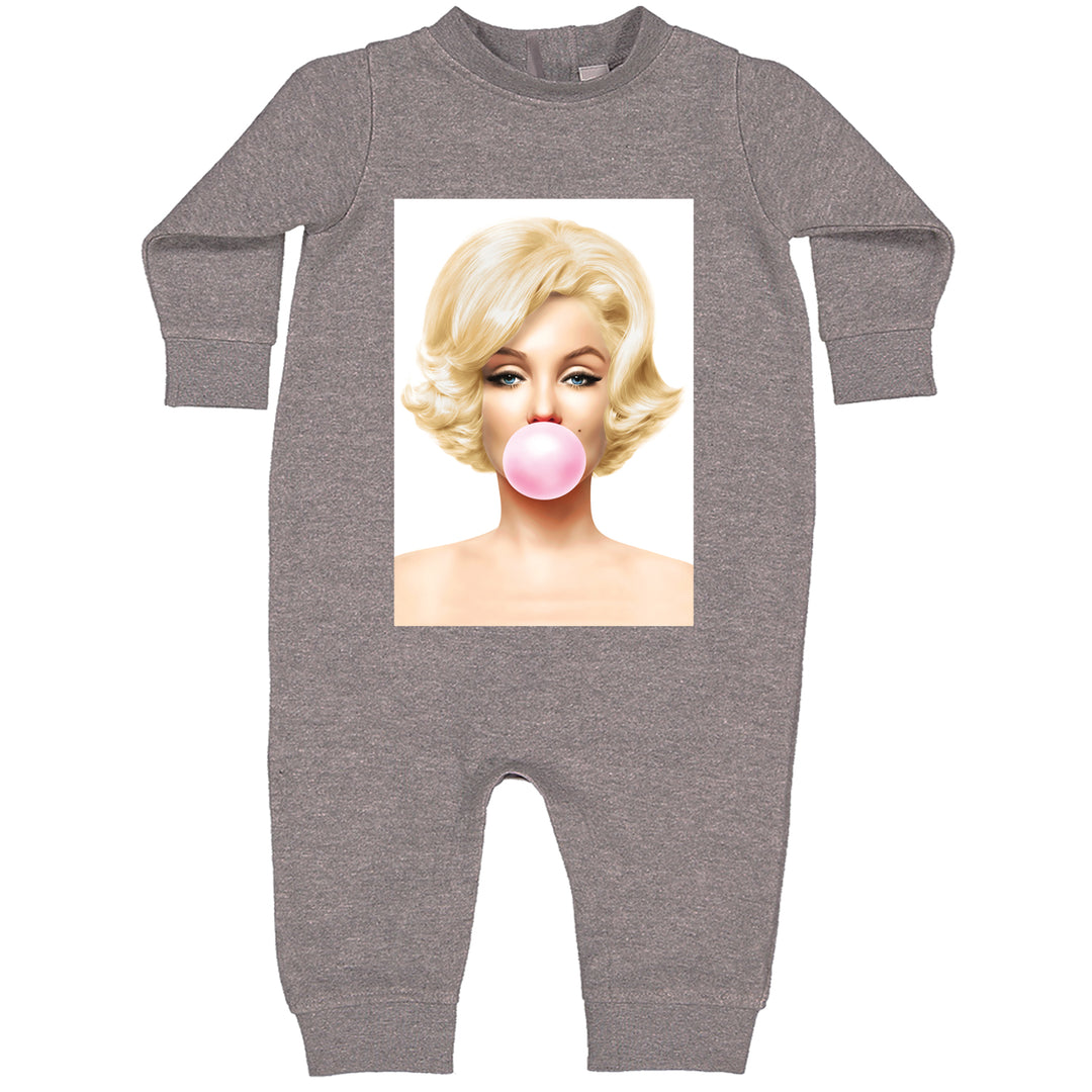 Ms. Monroe Pink Bubble Gum American Icon Toddler Hoodie And Infant Fleece Romper Heather Grey