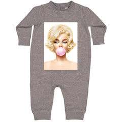 Ms. Monroe Pink Bubble Gum American Icon Toddler Hoodie And Infant Fleece Romper Heather Grey