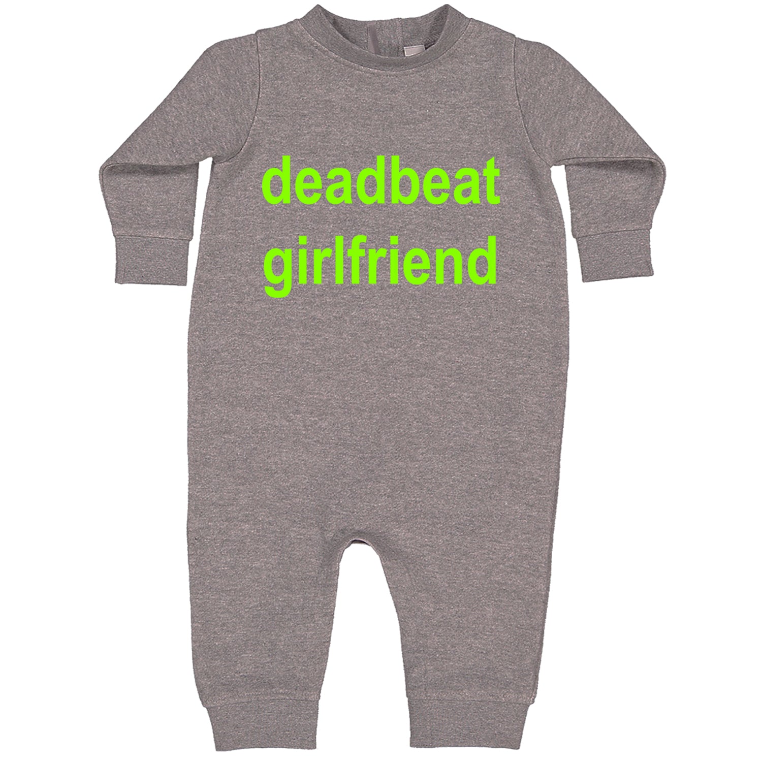 Deadbeat Girlfriend Y2K Slogan Toddler Hoodie And Infant Fleece Romper Heather Grey