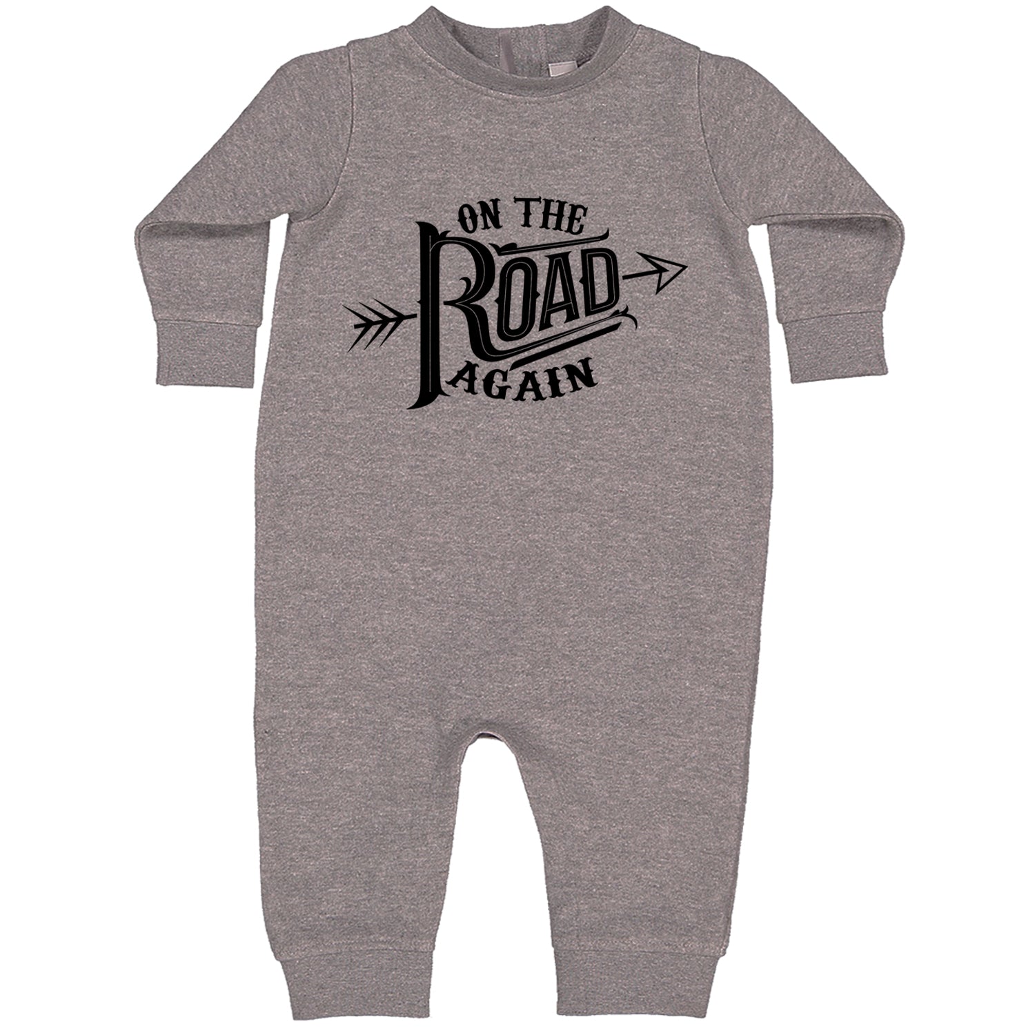 On The Road Again Hippy Country Music Toddler Hoodie And Infant Fleece Romper Heather Grey