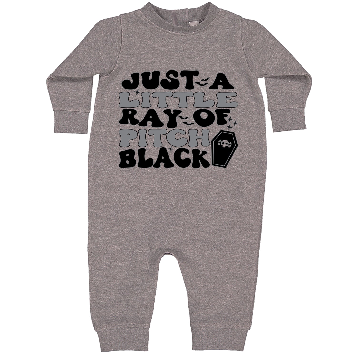 Just A Little Ray of Pitch Black Toddler Hoodie And Infant Fleece Romper Heather Grey