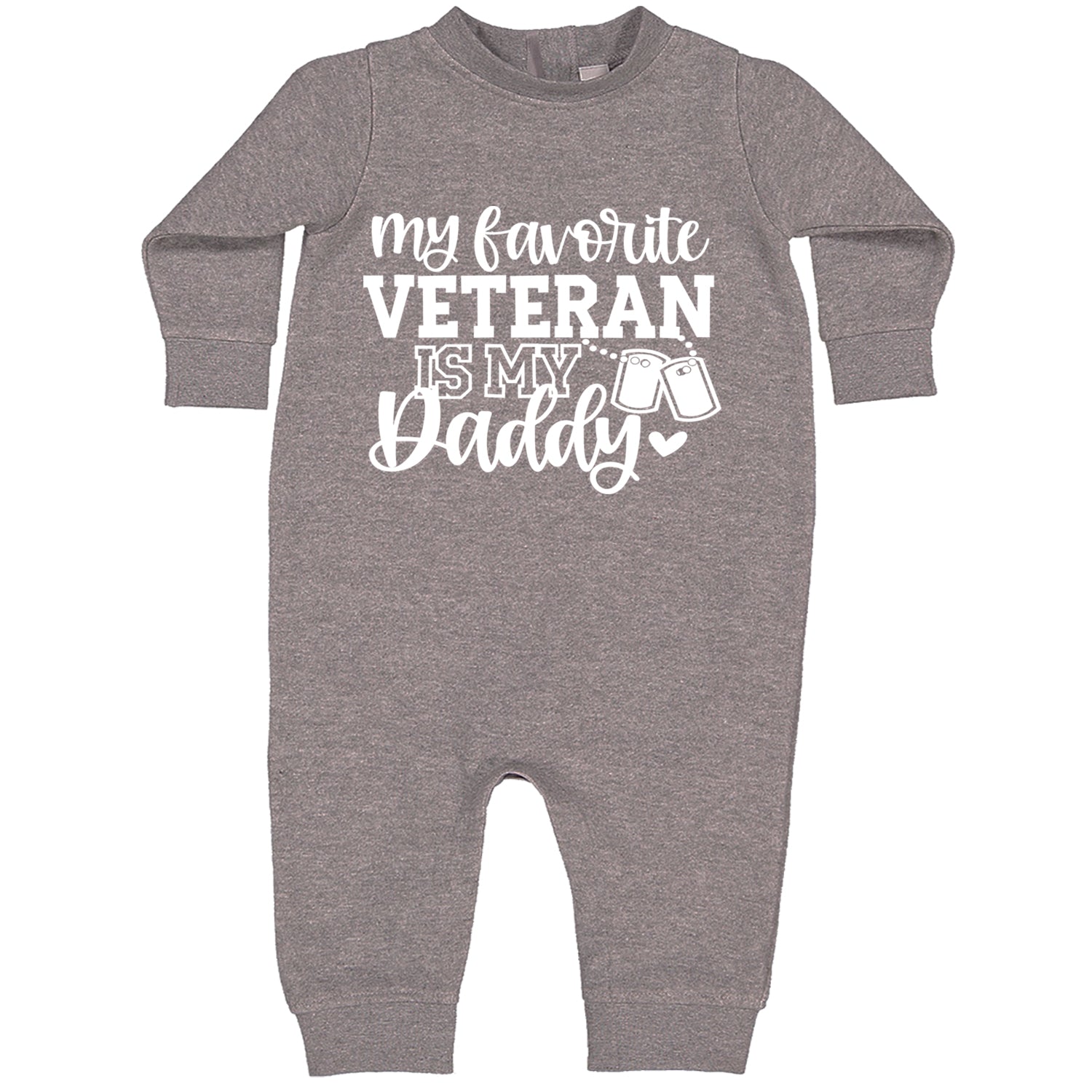 My Favorite Veteran Is My Daddy Toddler Hoodie And Infant Fleece Romper Heather Grey