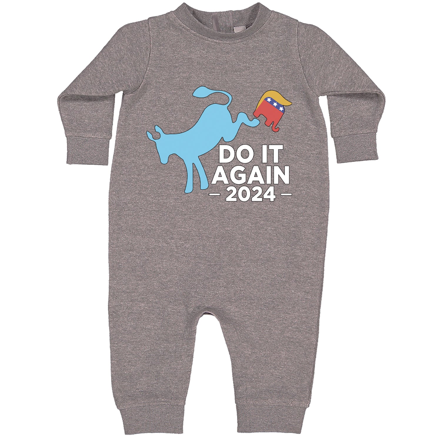 Do It Again - Democratic Donkey Kicking Republicans 2024 Political Humor Toddler Hoodie And Infant Fleece Romper Heather Grey