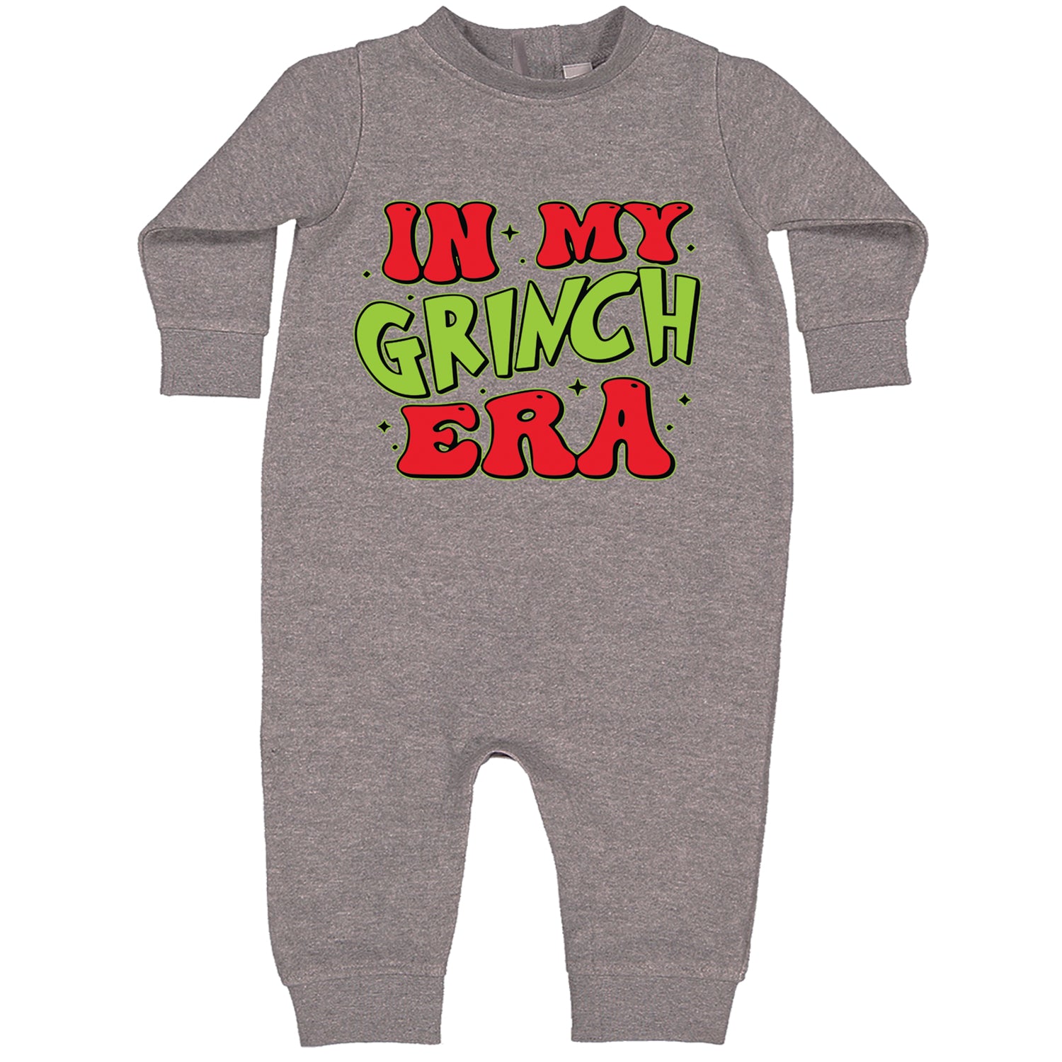 In My Gr-nch Era Jolly Merry Christmas Toddler Hoodie And Infant Fleece Romper Heather Grey