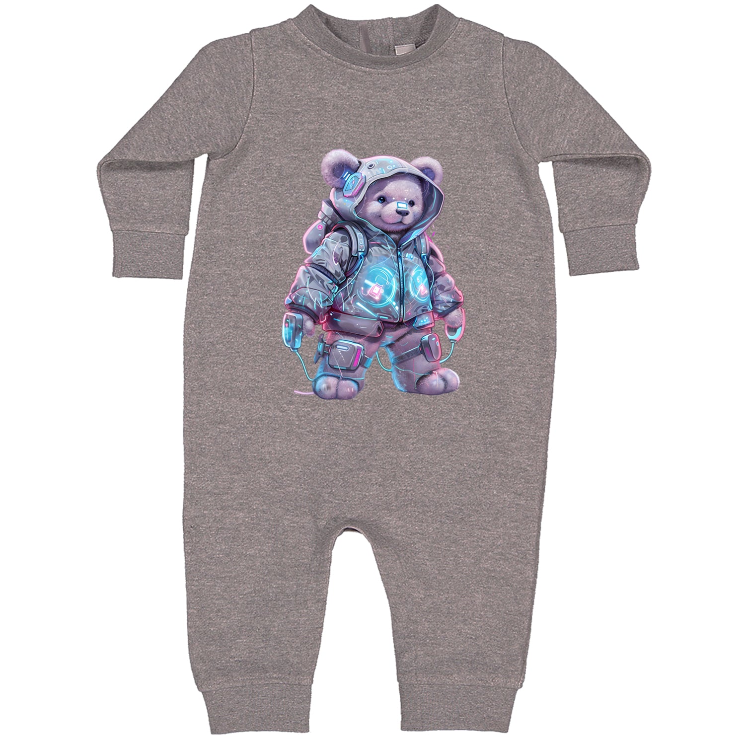 Cyberpunk Adventure Urban Graffiti Bear Toddler Hoodie Or Infant Fleece Romper Heather Grey