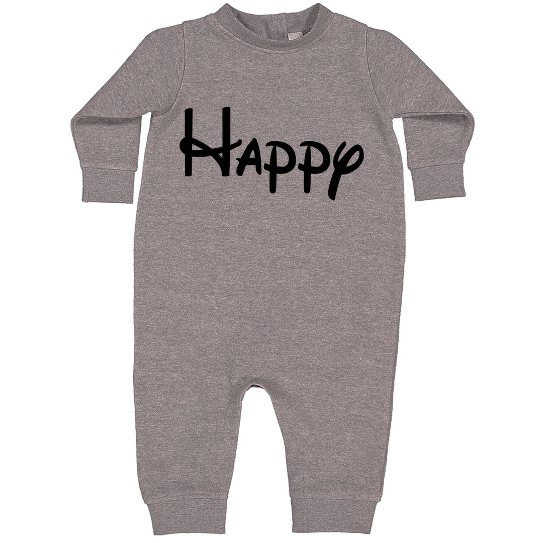 Happy - 7 Dwarfs Costume Toddler Hoodie And Infant Fleece Romper Heather Grey