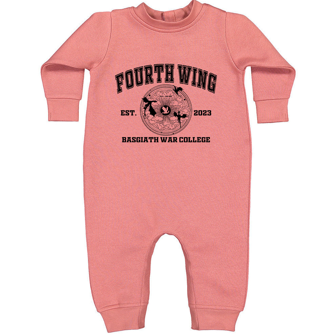 Fourth Wing Basgiath War College graphic on Toddler Hoodie and Baby Fleece Onesie in Mauve alternate view 2